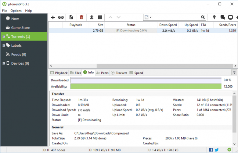 utorrent pro stopped downloading